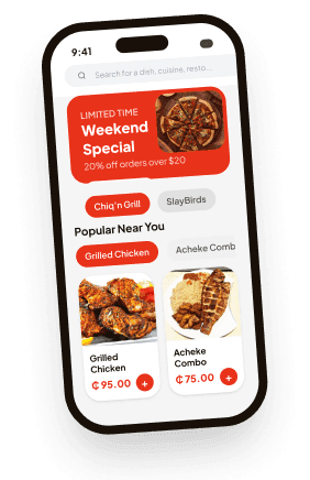 CHIQ n GRILL mobile app menu interface